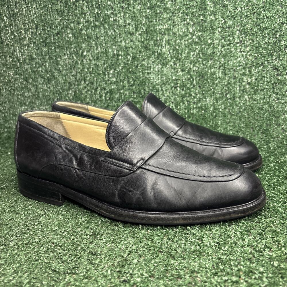 Bally “Amos” Mens Loafers Black Leather Made In Italy Size 9.5 EEE Wide